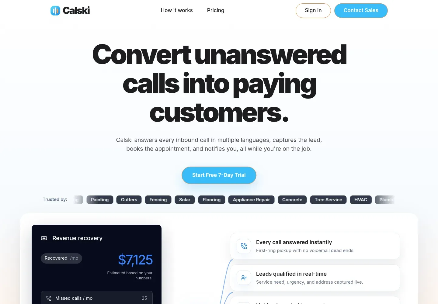 Calski website homepage